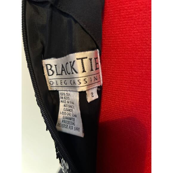 Oleg Cassini Women's Size 2 Black Tie Sequin Glam Party Dress Evening Cocktail - Picture 5 of 6